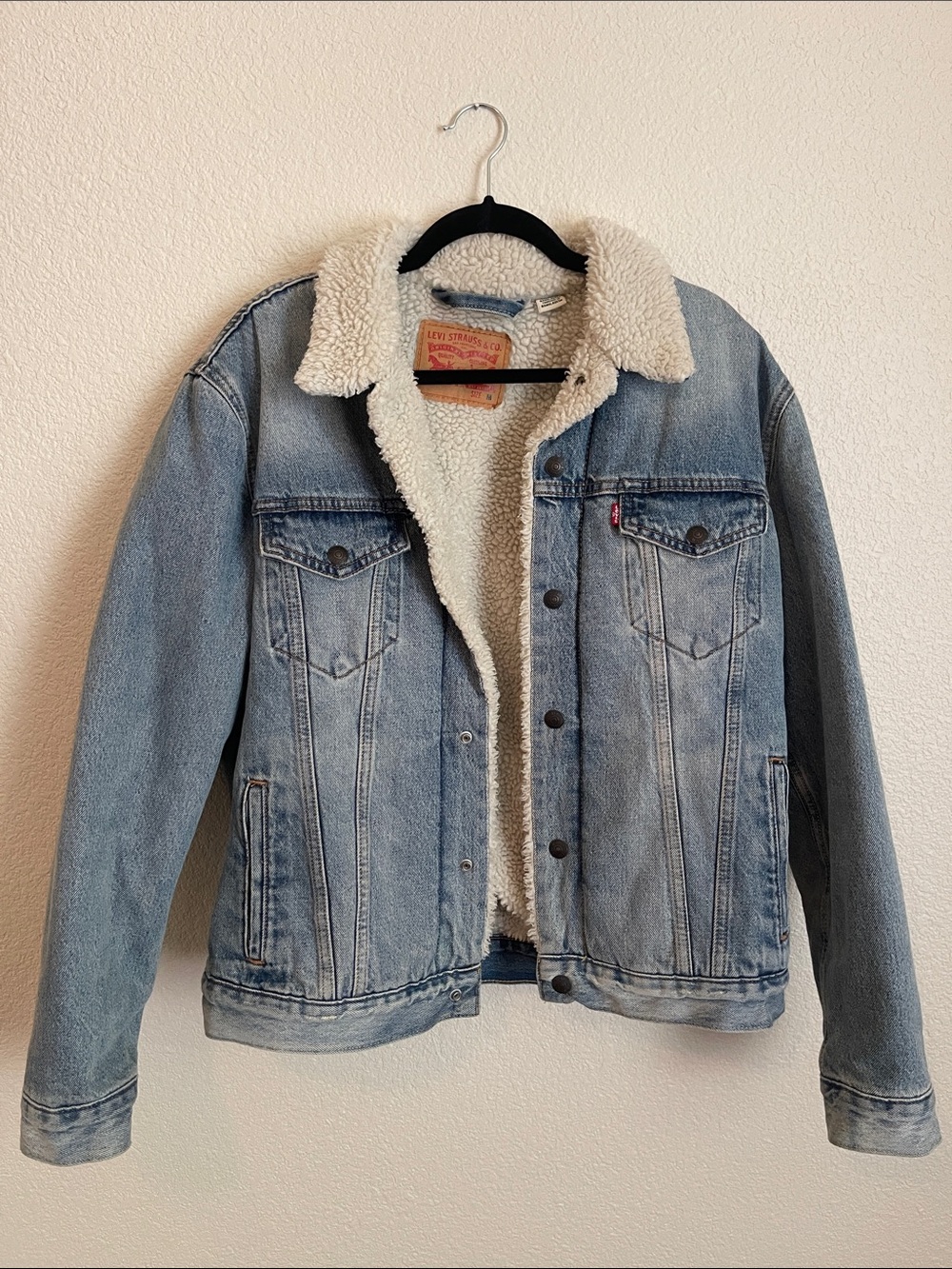 Levi's Light Blue Denim Sherpa Jacket with Cream Lining